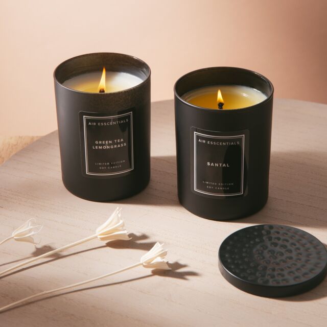 Embrace the chilly days with a warm fragrance candle.

Santal gives off rich notes of sandalwood, blondwood and cashmere musk, while Green Tea Lemongrass evokes the best-selling fragrance of an herbal bouquet of green tea with a splash of lemon grass.

Each candle is made in the USA and burns for approximately 70 hours. Discover our candle collection at our profile link.